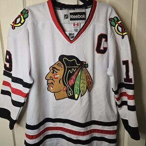 Reebok White Jersey with Black and Red Stripes